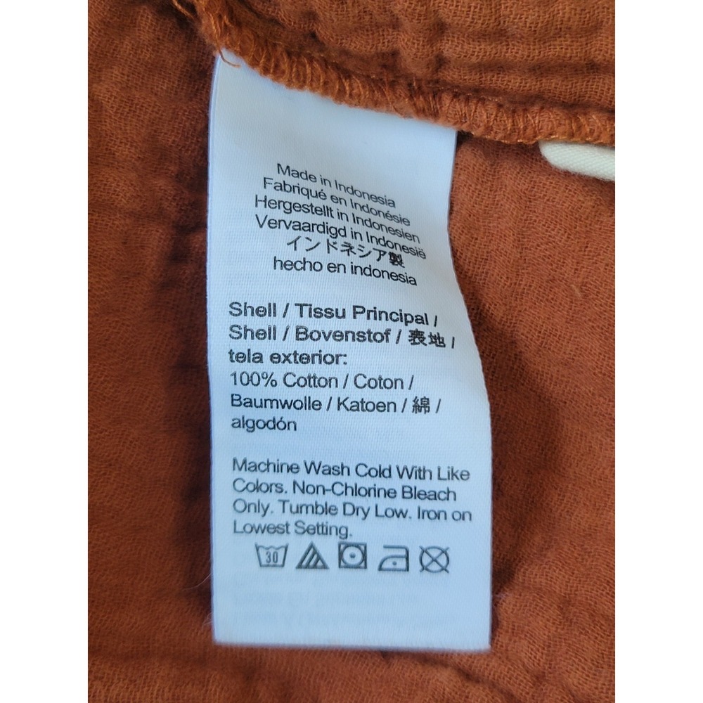 Madewell Double Gauze Midi Dress Cotton Pockets V Neck Burnt Orange Minimalist - Picture 8 of 10